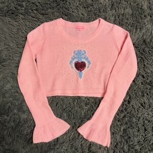 Sugar Thrillz Call The Angels dollskill Embellished pink  Sweater size large
